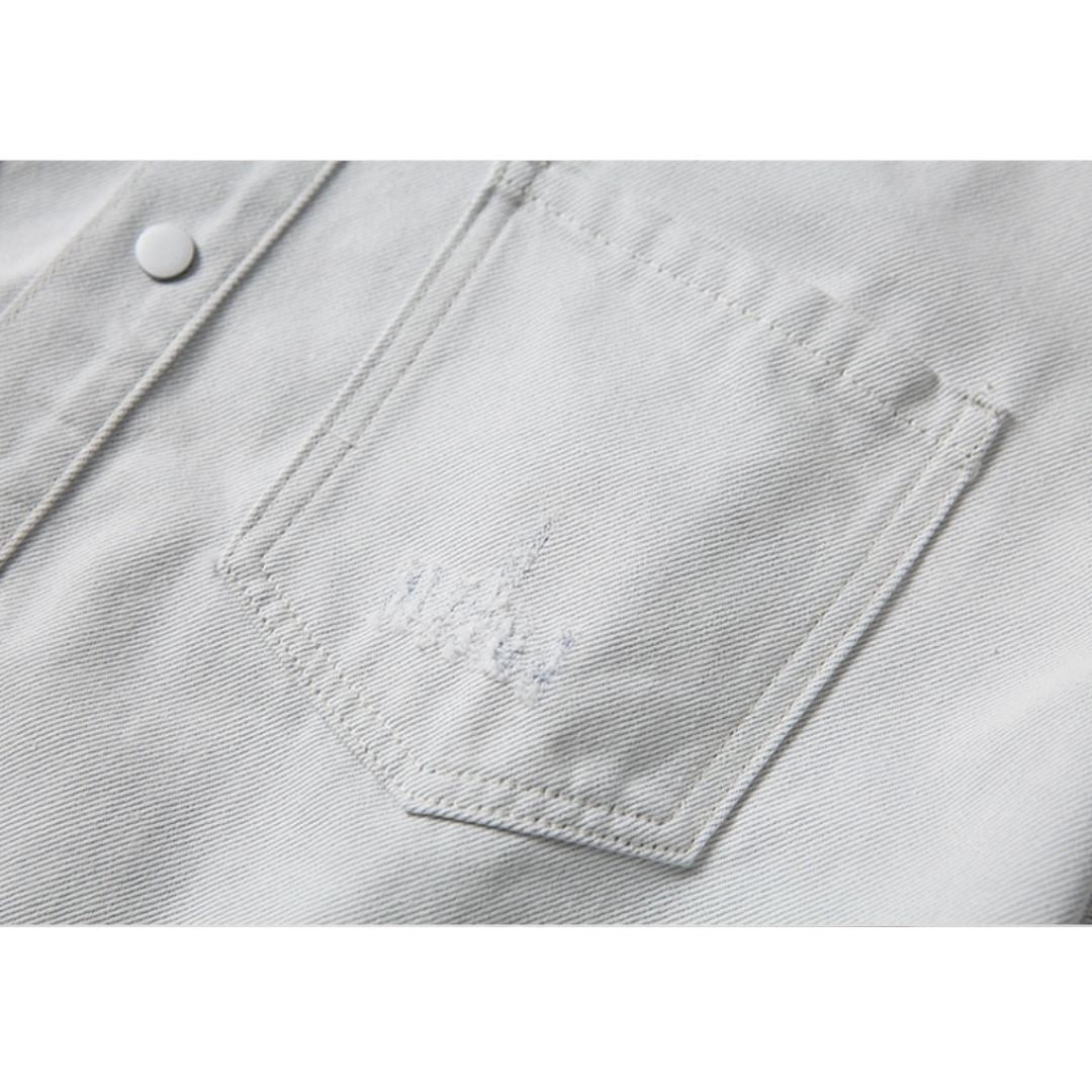 ダメージ　デニム　シャツジャケット　N1095