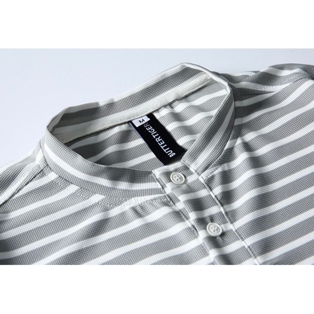 ストレッチナイロン　ヘンリーネック長袖Tシャツ　N1142