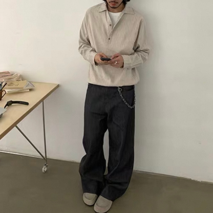 ワイドピッチストライプ　プルオーバーシャツ　N651