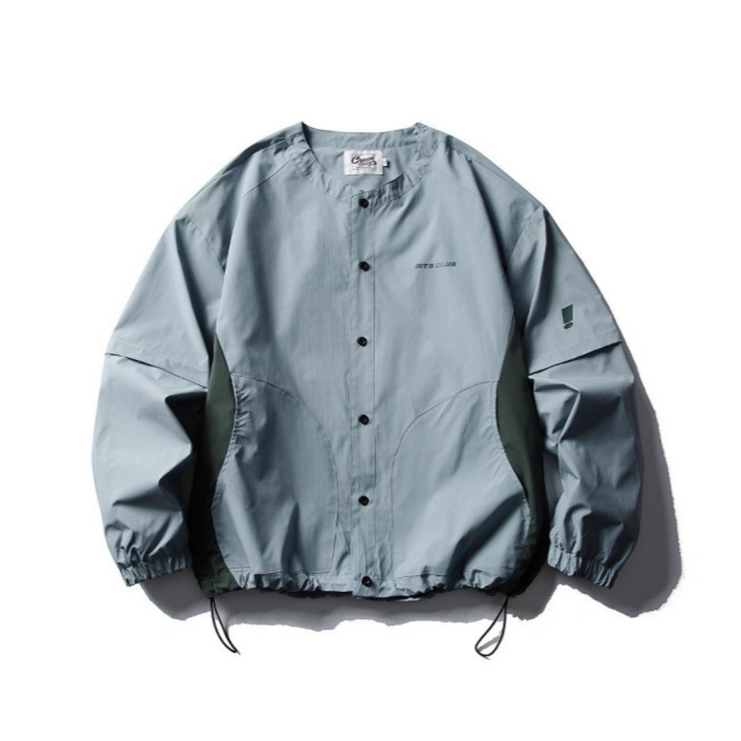 Utility Polyester Collarless Jacket N587 ブルーグレー