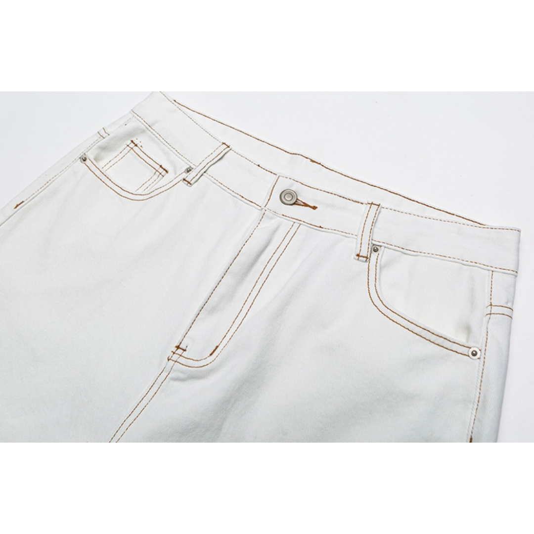 ホワイトデニム　ワイドストレートパンツ　N1098