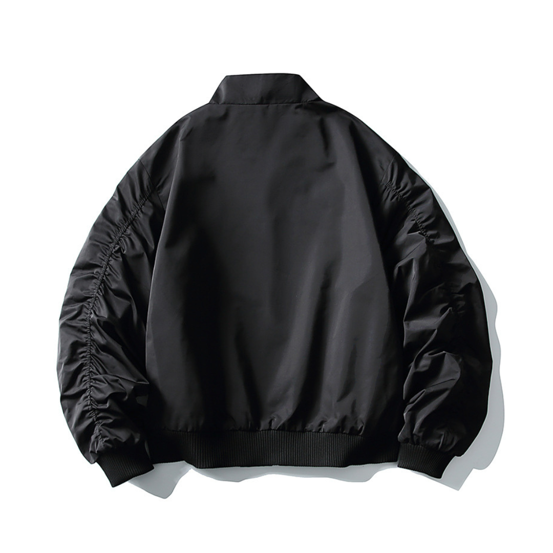 ポリエステルサテン　リブスタンドカラー　ジャケット　N1084