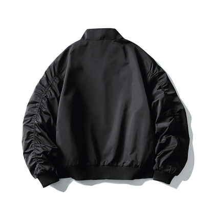 ポリエステルサテン　リブスタンドカラー　ジャケット　N1084
