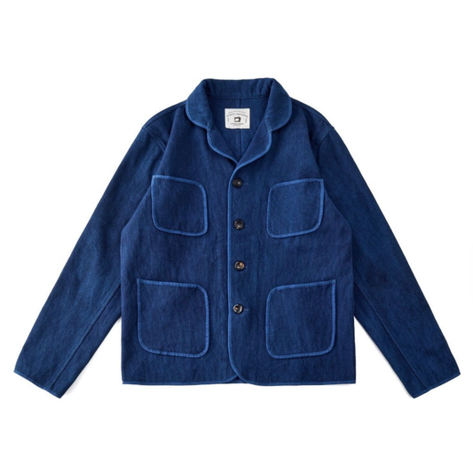 インディゴ染料め　刺し子織り　カバーオール　ジャケット　N1323