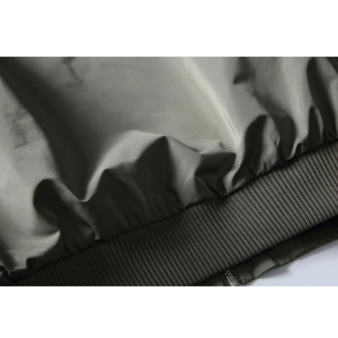 ポリエステルサテン　リブスタンドカラー　ジャケット　N1084