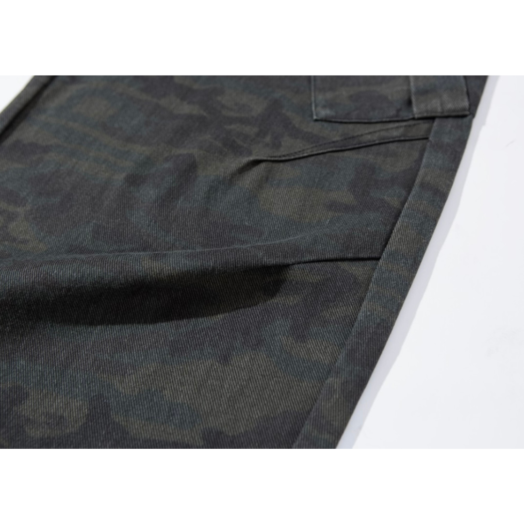 カモフラージュ　ダーティウォッシュ　ワイドパンツ　N1057