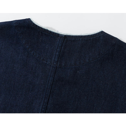 デニム　ノーカラー　カーディガン　N1260