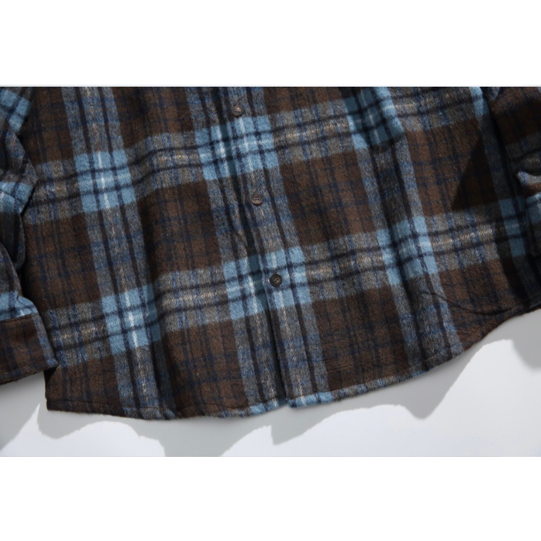 レトロチェック　起毛　シャツジャケット　N1008