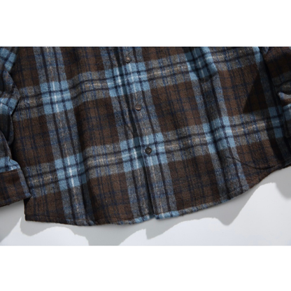 レトロチェック　起毛　シャツジャケット　N1008