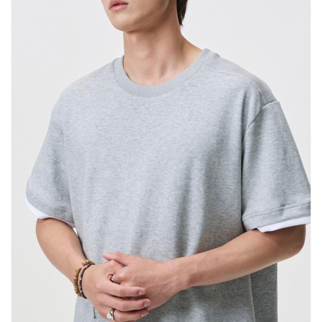 フェイクレイヤード　変形ラグランスリーブ　Tシャツ　N1551
