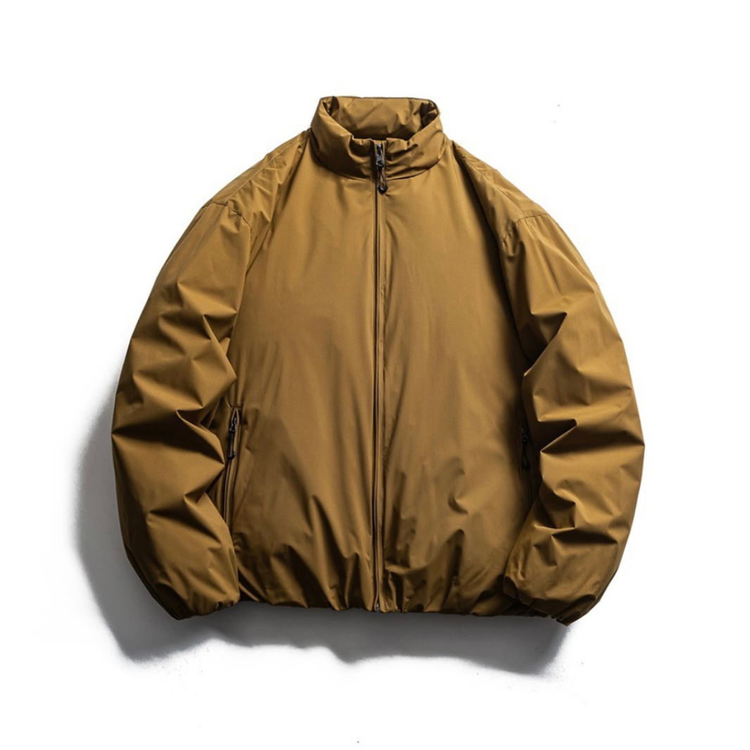 White Down Stand-Zip Jacket N956 Khaki Beige