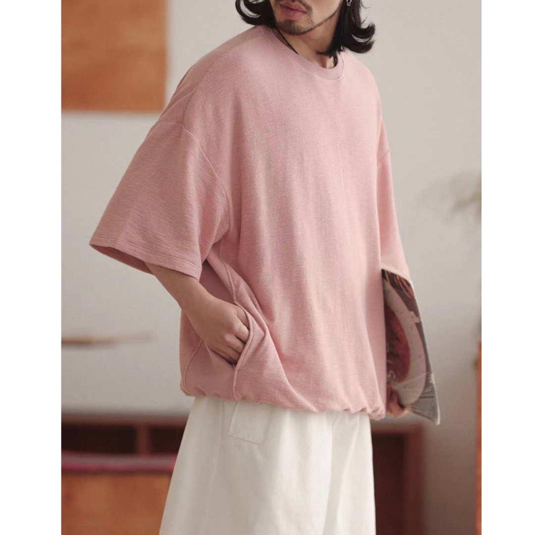 オーバーサイズ　ストレッチ　5分袖　Tシャツ　N1489