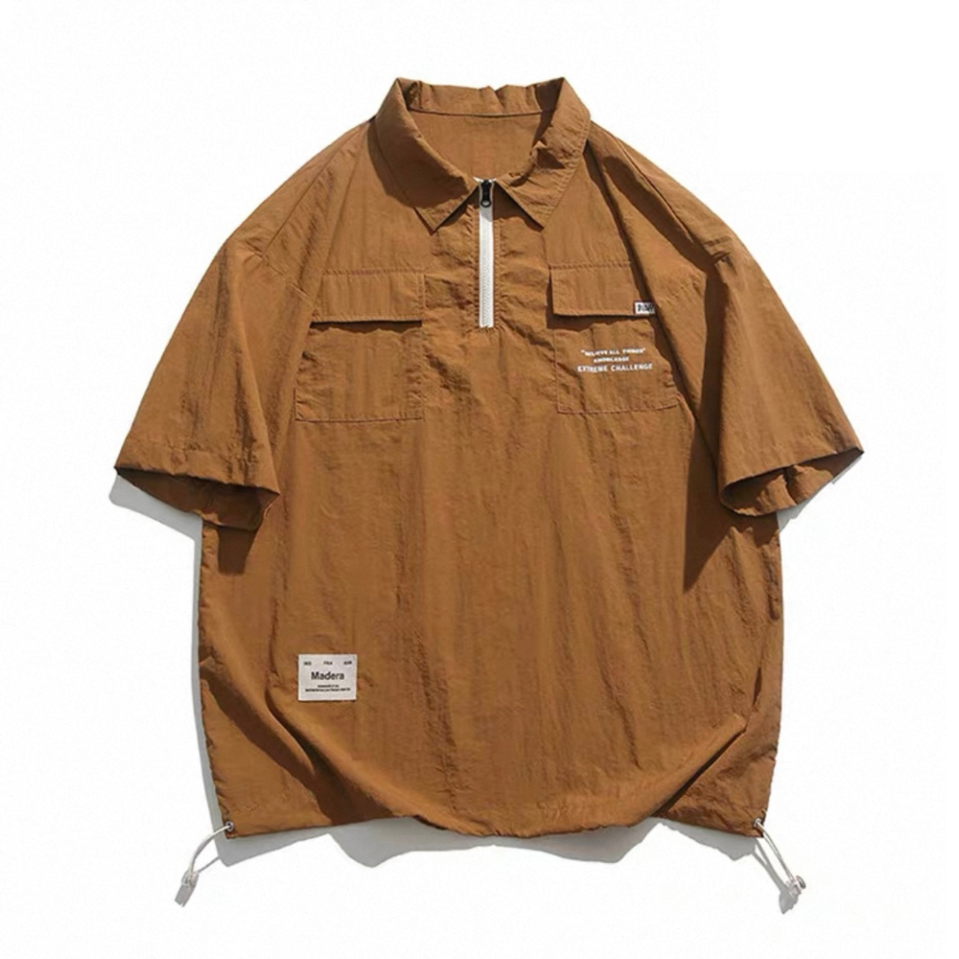 Nylon half-zip pullover short-sleeve shirt N421