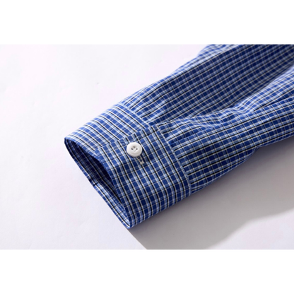 マイクロブルーチェック　プルオーバーシャツ　N1066