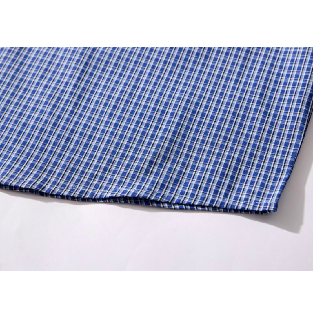 マイクロブルーチェック　プルオーバーシャツ　N1066