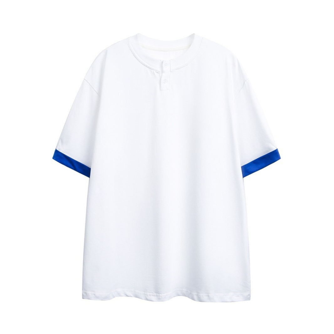 Blu-layered Henley Neck T-shirt N1552 ホワイト