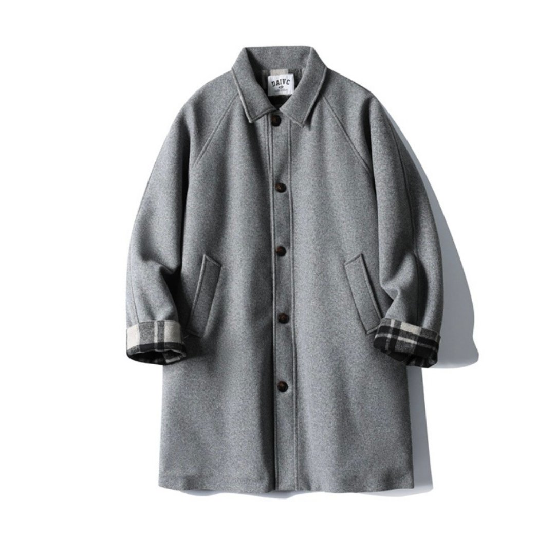 チェックコンビ　ステンカラーコート　N976