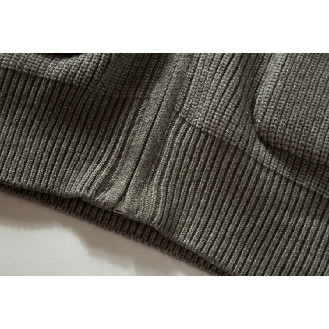 リブニット　スタンドカラー　ジップカーディガン　N891