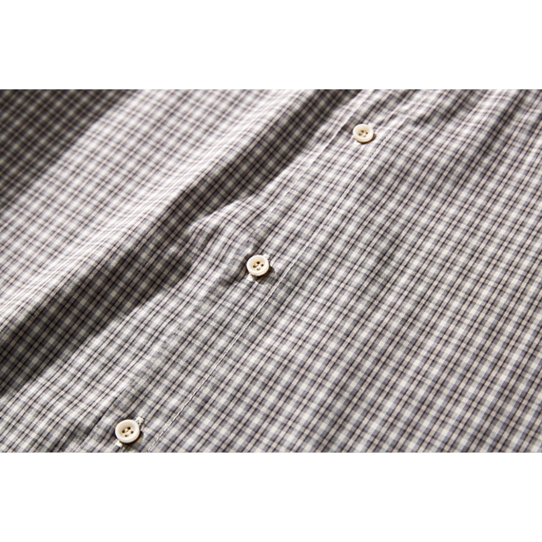 ミニマルチェック　スタンドカラーシャツ　N1145