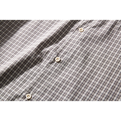 ミニマルチェック　スタンドカラーシャツ　N1145