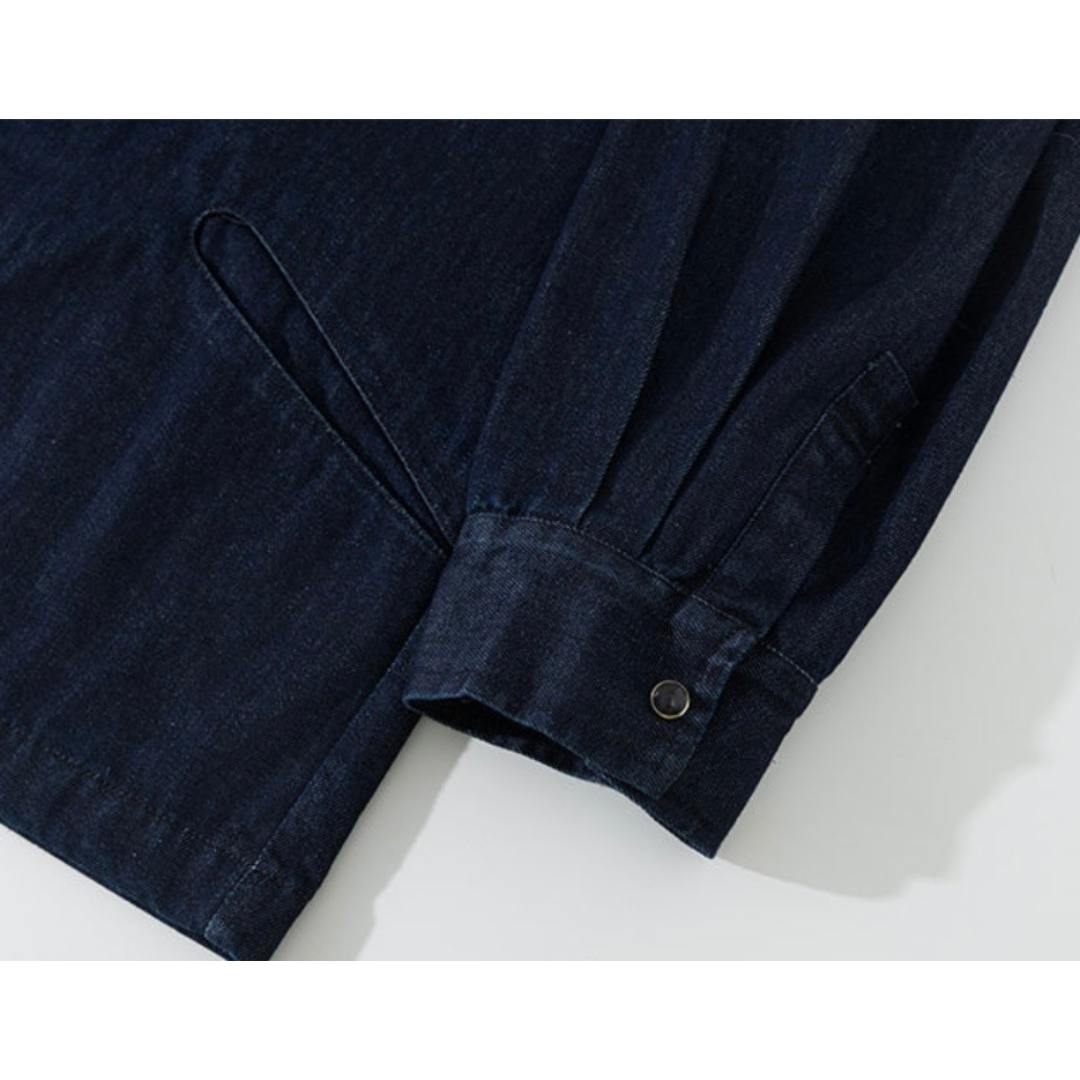 デニム　ノーカラー　カーディガン　N1260