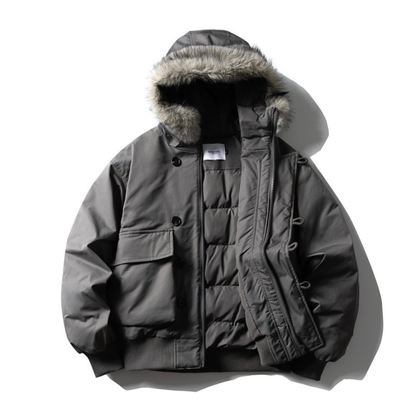 ホワイトダックダウン　ファー付きフードジャケット　N885