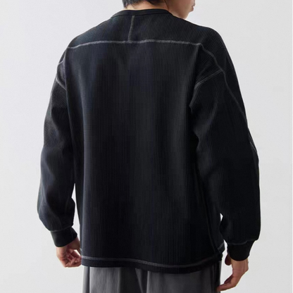 ポリエステル　ワッフルヘンリーネック　長袖Tシャツ　N583