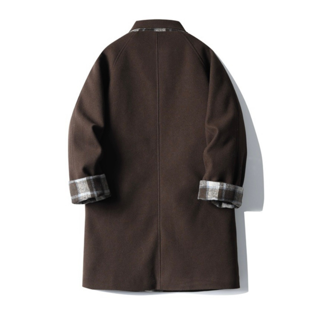 チェックコンビ　ステンカラーコート　N976