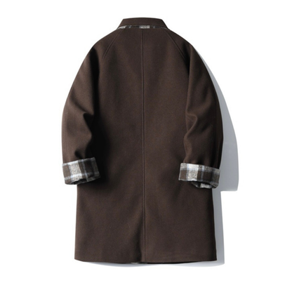 チェックコンビ　ステンカラーコート　N976