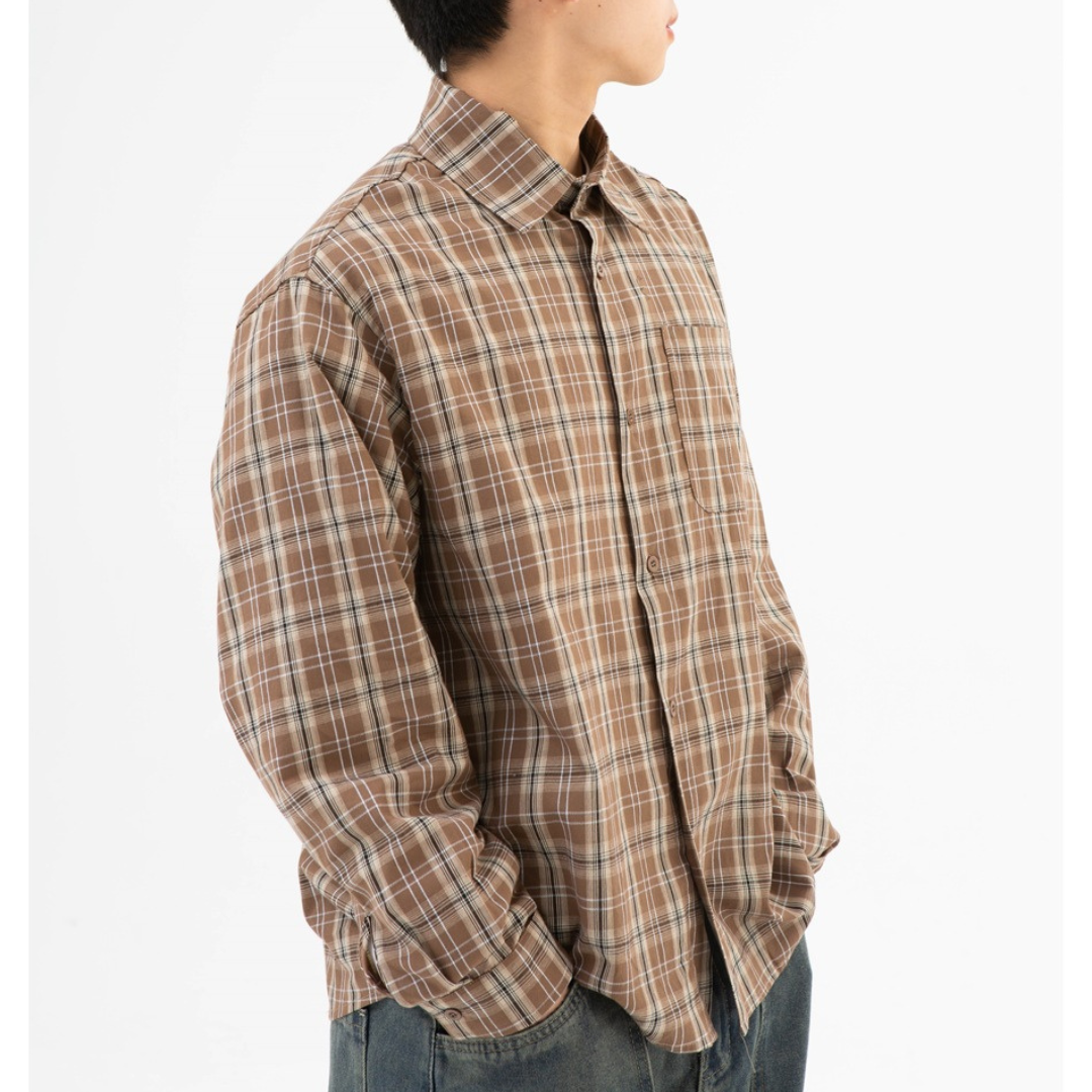 Local check long sleeve shirt N021