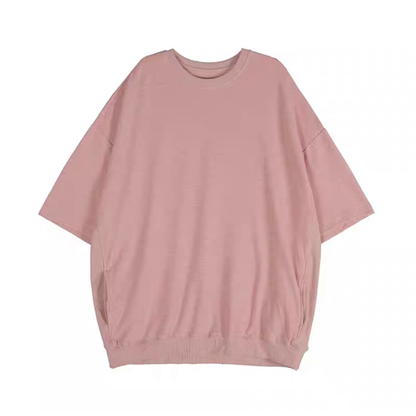 オーバーサイズ　ストレッチ　5分袖　Tシャツ　N1489