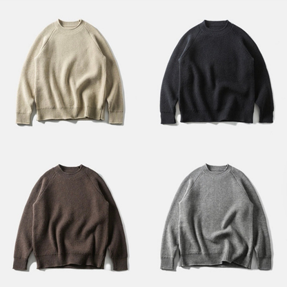 畦編み　ラグランスリーブ　クルーネックニット　N1714