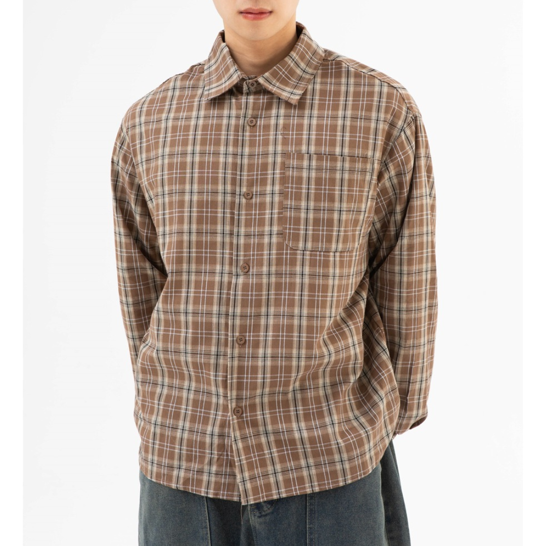 Local check long sleeve shirt N021