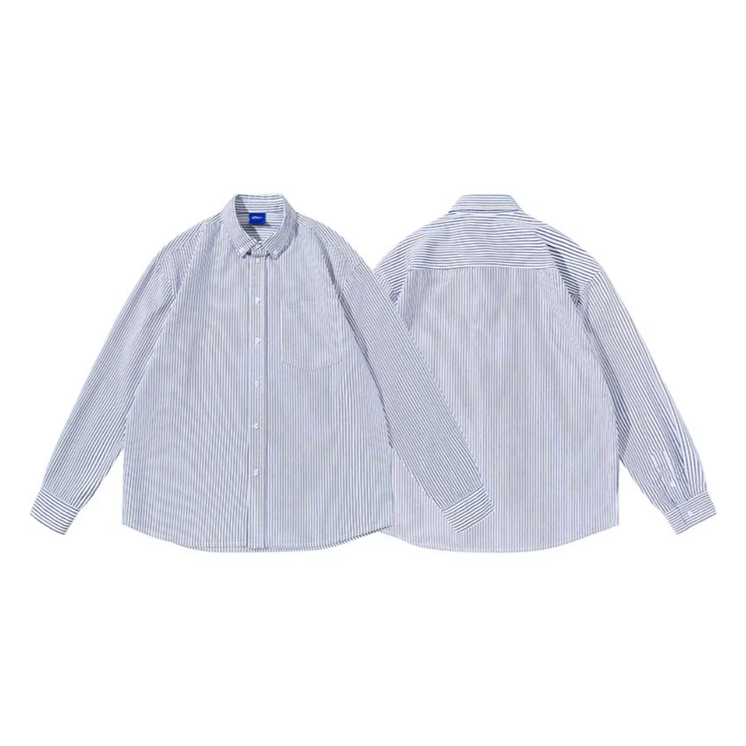 ストレッチ　ストライプ　ボタンダウンシャツ　N1092