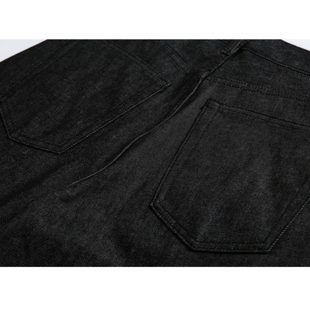 ブラックデニム　ワイドハーフパンツ　N1549