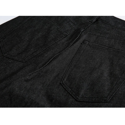 ブラックデニム　ワイドハーフパンツ　N1549