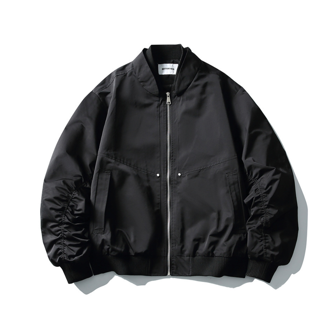 ポリエステルサテン　リブスタンドカラー　ジャケット　N1084