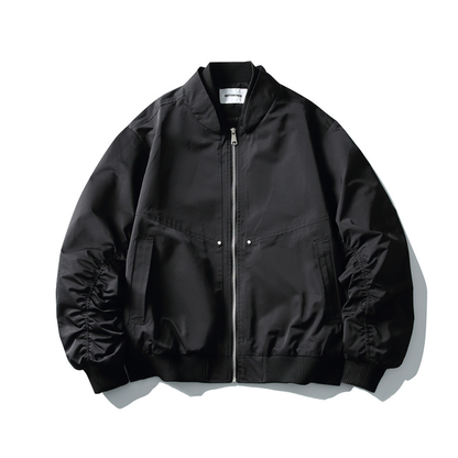 ポリエステルサテン　リブスタンドカラー　ジャケット　N1084