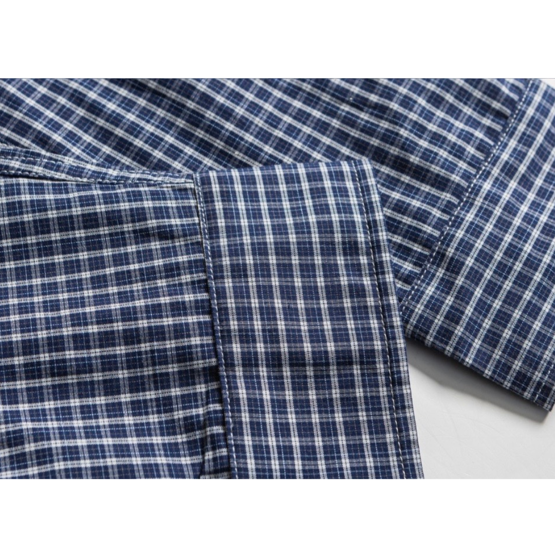 バンドカラー　グラフチェック　シャツ　N1208