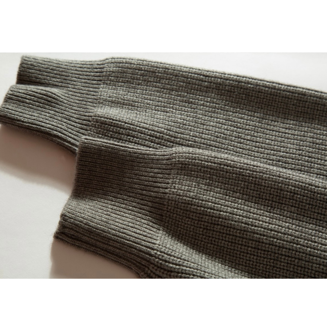 リブニット　スタンドカラー　ジップカーディガン　N891