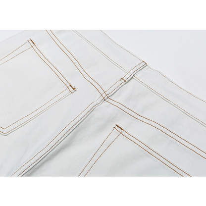 ホワイトデニム　ワイドストレートパンツ　N1098