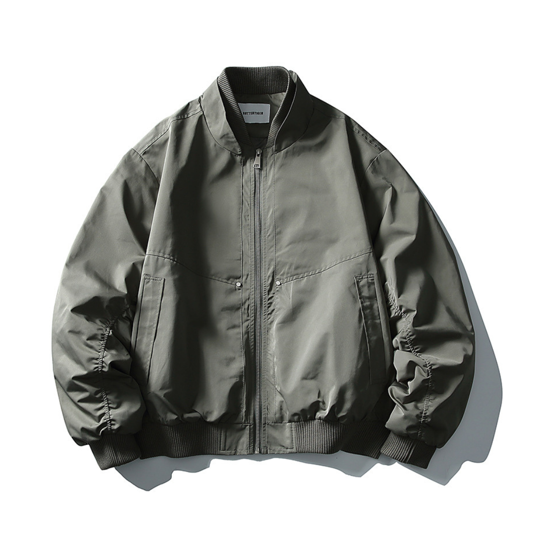 ポリエステルサテン　リブスタンドカラー　ジャケット　N1084