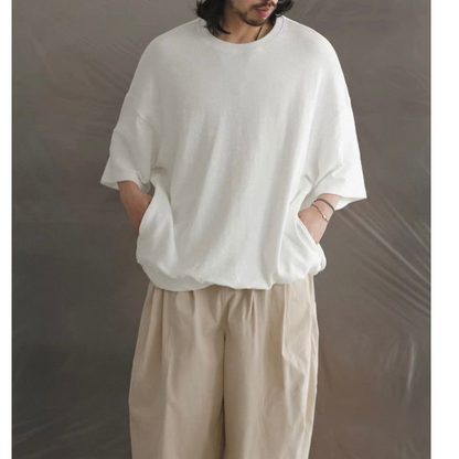 オーバーサイズ　ストレッチ　5分袖　Tシャツ　N1489