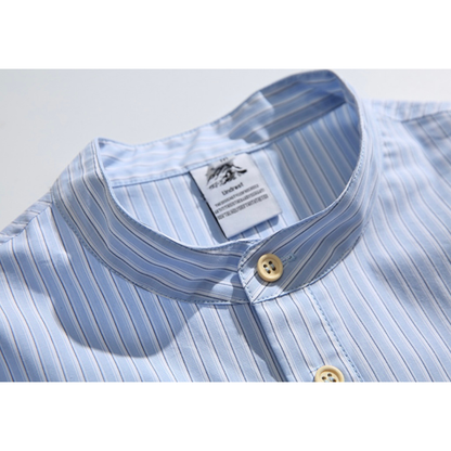 ポケット付き　バンドカラー　プルオーバーシャツ　N1089