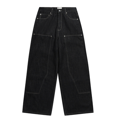 ダブルニー　ブラックデニム　ワイドストレートパンツ　N1204