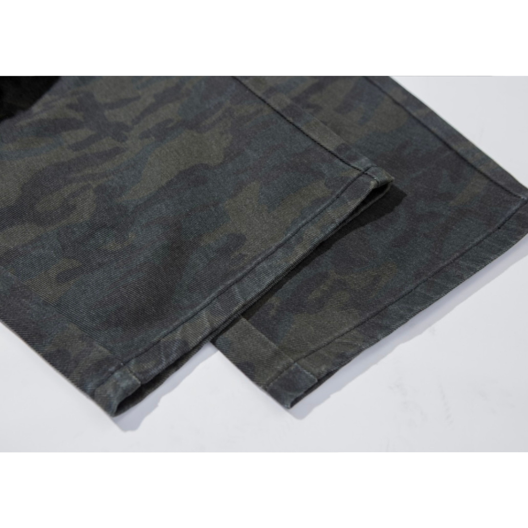 カモフラージュ　ダーティウォッシュ　ワイドパンツ　N1057