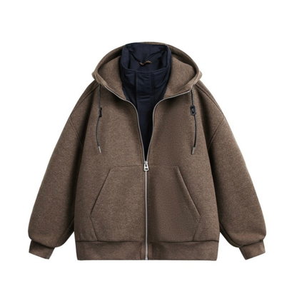 ダウンライナー　フェイクレイヤード　フードジャケット　N1007