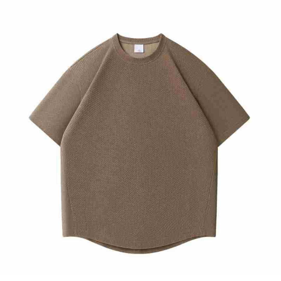 ポリエステル　ミニワッフル　ラウンドヘム　Tシャツ　N1560