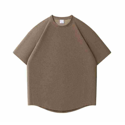 ポリエステル　ミニワッフル　ラウンドヘム　Tシャツ　N1560