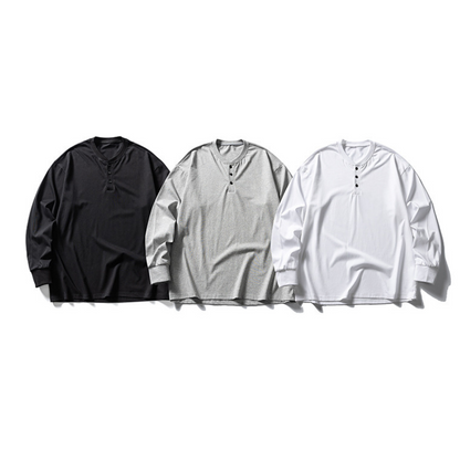 ヘンリーネック　ロングスリーブ　ワイドTシャツ　N214